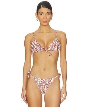 PAIGE Cameron Tie Front Triangle Bikini Top - Multicolor