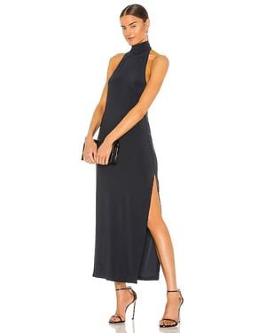 Norma Kamali Halter Turtle Side Slit Gown - Black
