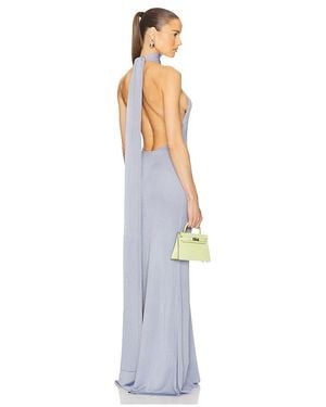 Helsa Sheer Knit Curve Maxi Dress in Blue | Lyst