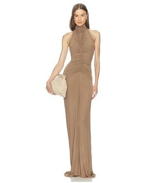 Atlein Neckholderkleid Mit Raffung Vorne - Natur