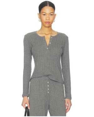 Leset Pointelle Langarm-Henley - Grau