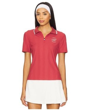 Malbon Camilla Quarter Zip Ss Polo Top - Red