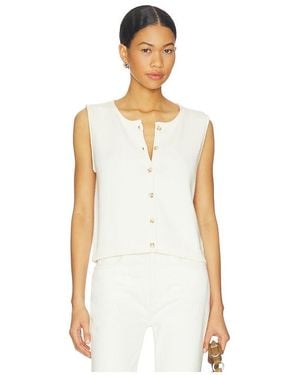 525 America Marianna Rolled Edge Button Front Vest - White