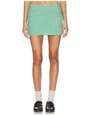 YELLOW THE LABEL Golf Scene Linen Skort - Green