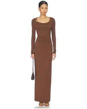 SNDY'S Ashley Scoop Neck Maxi Dress - Brown