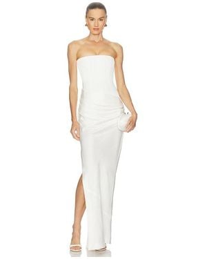 Alex Perry Strapless Longline Draped Column Gown - White