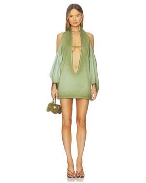 MASHA POPOVA Deep Cut Cowl Polo-Dress - Yellow