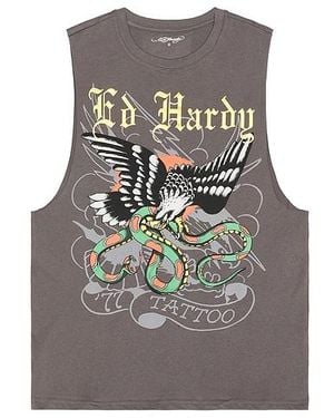 Ed Hardy Eagle Snake Cutoff Tee - Multicolour