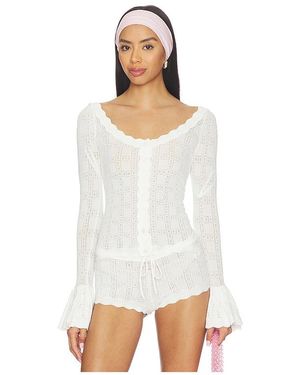 For Love & Lemons Bayberry Pointelle Top - White