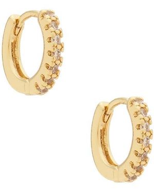 Natalie B. Jewelry Lucy Micro Pave Huggy Hoop Earrings - Metallic