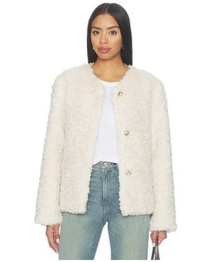 Elodie the Label Frame Faux Fur Short Coat - White