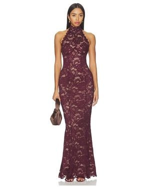 Nookie Delphine Lace Halter Gown - Red