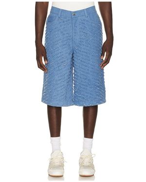 Pas Une Marque Cut Through Denim Shorts - Blue