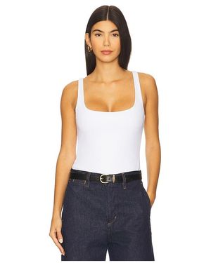 Susana Monaco Essential Low Back Tank Thong Back Bodysuit - White