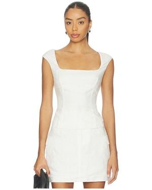Onia Linen Peplum Top en White - Blanc