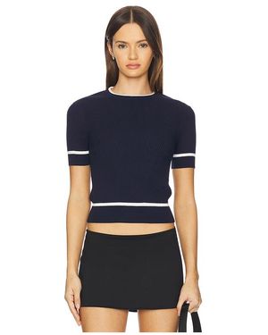 Rag & Bone Kurzarm-Top Mit Rippstrick Kassy - Blau