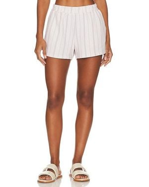 Monrow Stripe Pull On Short - White