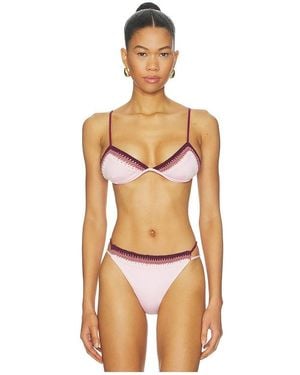 Leslie Amon Garis Trim Bikini Top - Multicolor