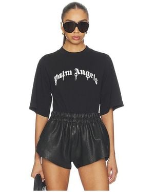 Palm Angels Curved Logo Boxy Tee - Black