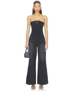 One Teaspoon Dark Angel Strapless Wide Leg Denim Jumpsuit - Blue