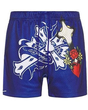 Ed Hardy Cross Snake Mesh Short - Blue