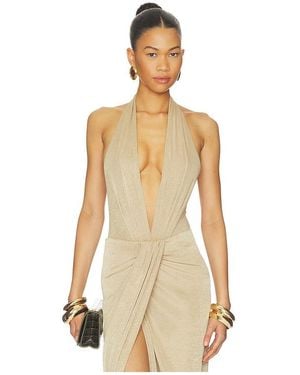ANDAMANE Body Con Escote En V Profundo. Zendaya En Color Oro Metálico Talla (También En 42/M) - Neutro