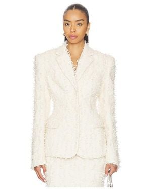 GUIZIO Portrait Neck Fitted Blazer - White