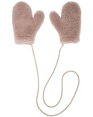 Adrienne Landau Mitones Teddy Faux Fur En Color Marrón Talla - Blanco