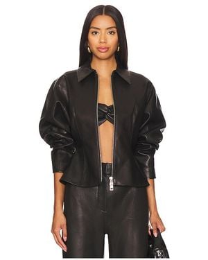 The Sei Fitted Leather Jacket - Black