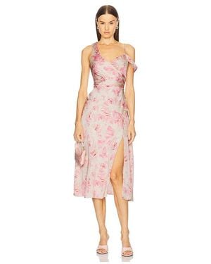 Astr Asymmetric Ruched Waist Dress - Multicolor