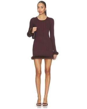 SNDY'S Pearse Faux Fur Mini Dress - Red