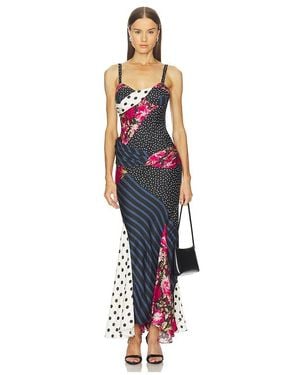 Vaillant Asymmetric Patchwork Dress - Blue