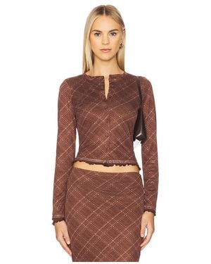 Line & Dot Richard Plaid Button Down Top - Brown