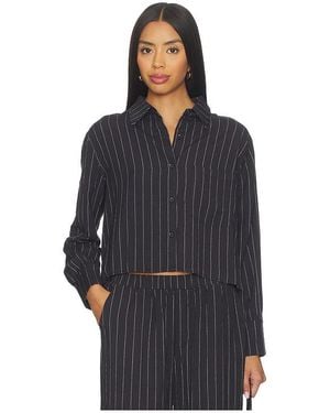 Bobi Boxy Button Front Shirt - Blue