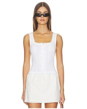 GOOD AMERICAN The Pointelle Button Down Tank Top - White