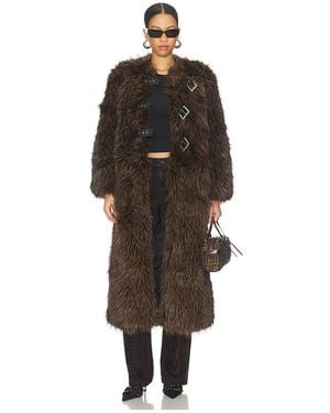 Apparis Nolwen Fox Maxi Coat - Black
