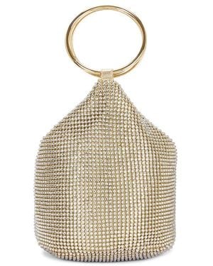 OLGA BERG Ellie Crystal Mesh Handle Bag - Natural