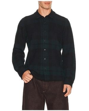 Rag & Bone Knit Plaid Dalton Shirt - Black