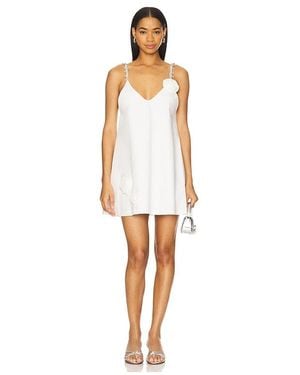 Area Crystal Rosette Poplin Mini Dress - White