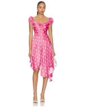 For Love & Lemons ROBE MI-LONGUE LILIAN en Pink - Rose