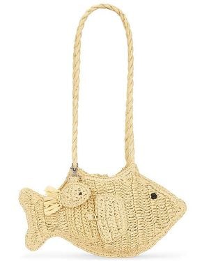 Damson Madder Raffia Fish Bag With Bag Charm - White