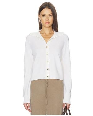 Vince Button Up Polo Cardigan - White