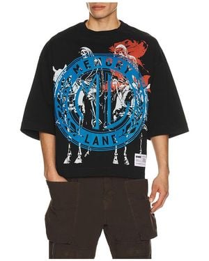 Memory Lane Layered Icons Crop Tee - Blue