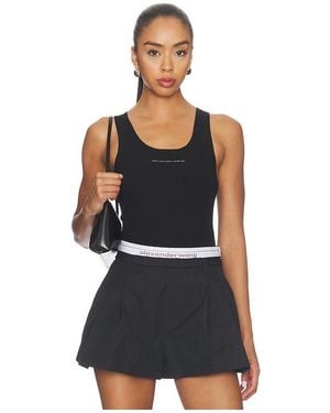 Alexander Wang Racer Tank With Jacquard Logo - Black