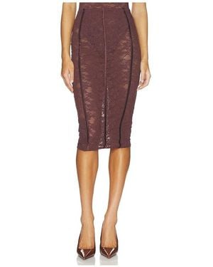 Fleur du Mal Le Stretch Lace Pencil Skirt - Red