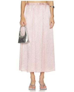 Enza Costa Textured Satin Celeste Skirt - Pink