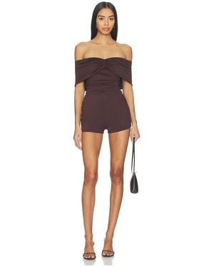 superdown Cher Off Shoulder Romper - Brown