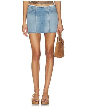 Mother The Chip Clip Mini Fray Skirt - Blue