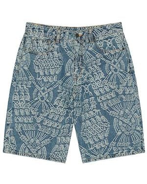 Daily Paper Macrame Denim Shorts - Blue