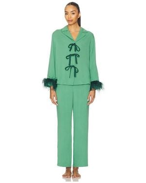 Sleeper The Bow Pajama Set With Detachable Feathers - Green
